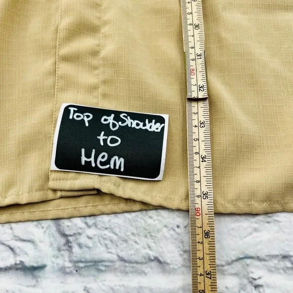 SYNRGY Big Mens Tan Button Up Short Sleeve Shirt 3XL Lightweight Textured